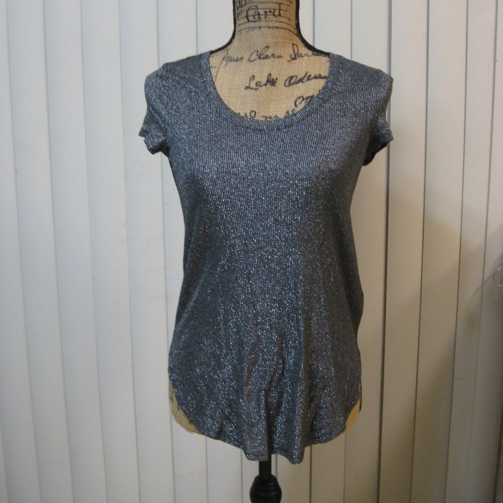 NWT Express silver black metallic t shirt top XXS